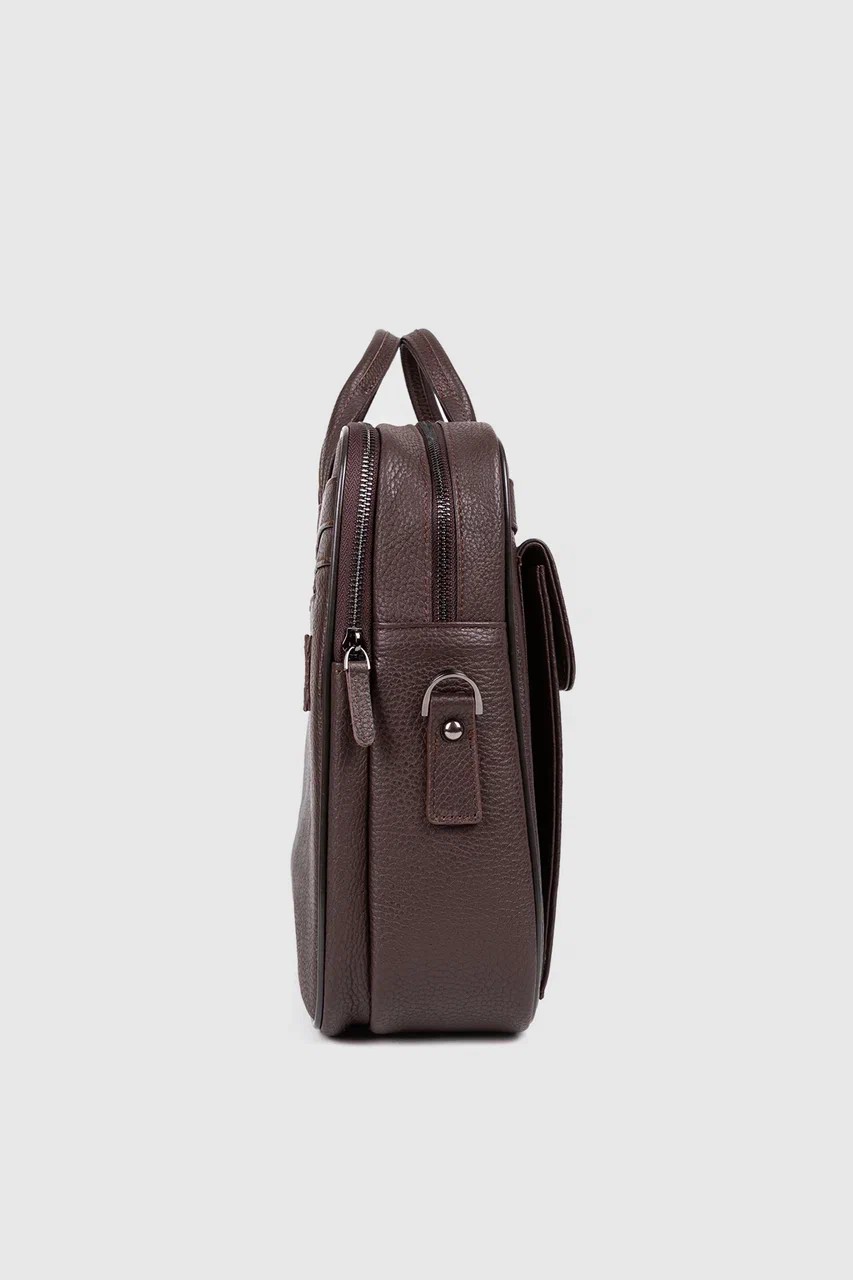 Hakiki Deri Unisex Evrak Çantası Laptop Bölmeli 16" & 17" Inç - Kahverengi