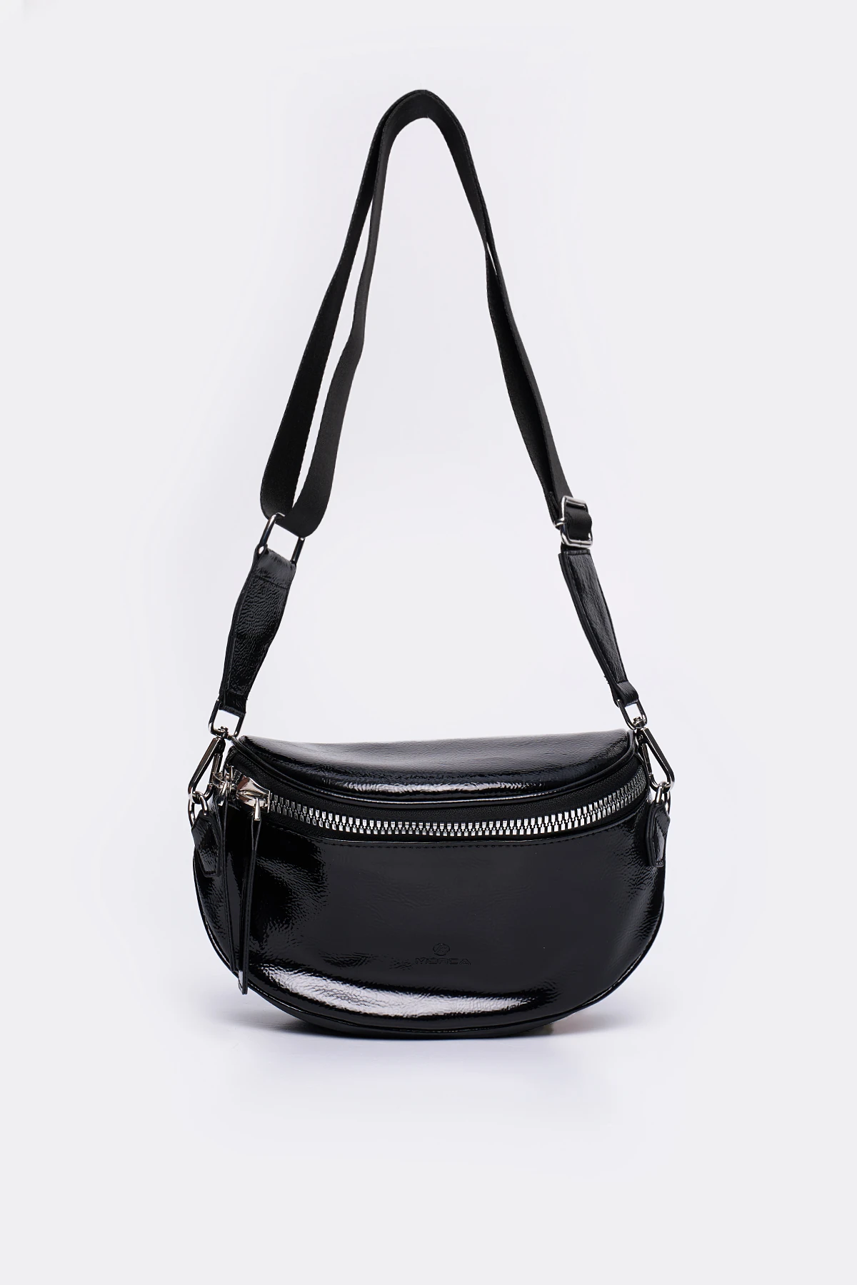 Çapraz Askılı Kadın Vücut Çantası & Body Bag - Siyah Rugan