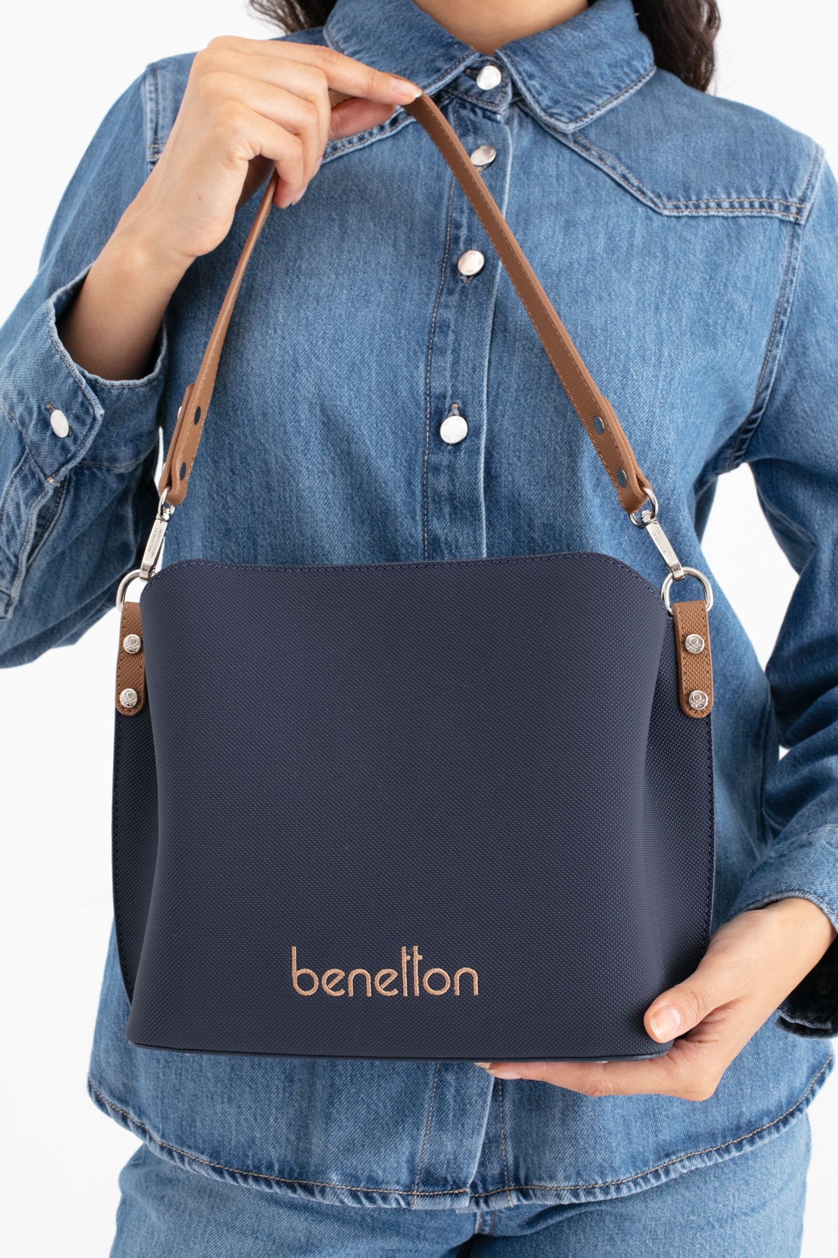 Benetton Kadın Kol Çantasın BNT_1688 - Lacivert-Camel