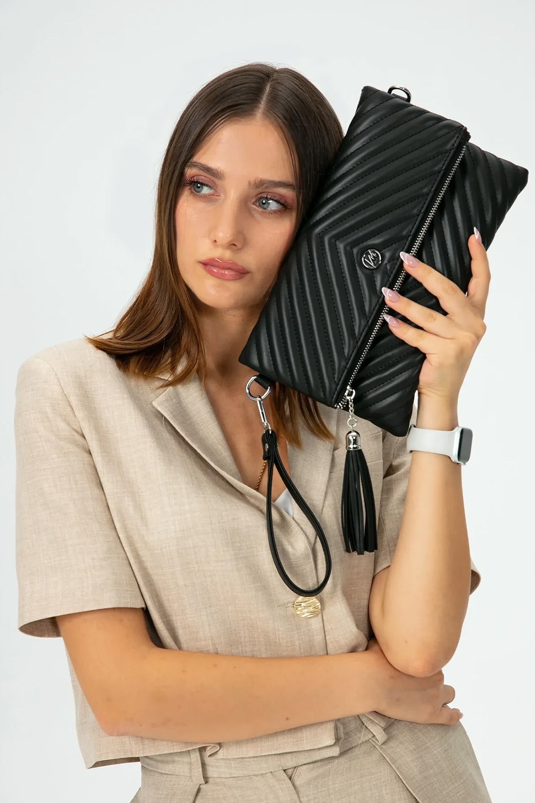 Kadın Clutch Portföy Çantası Uzun Askılı