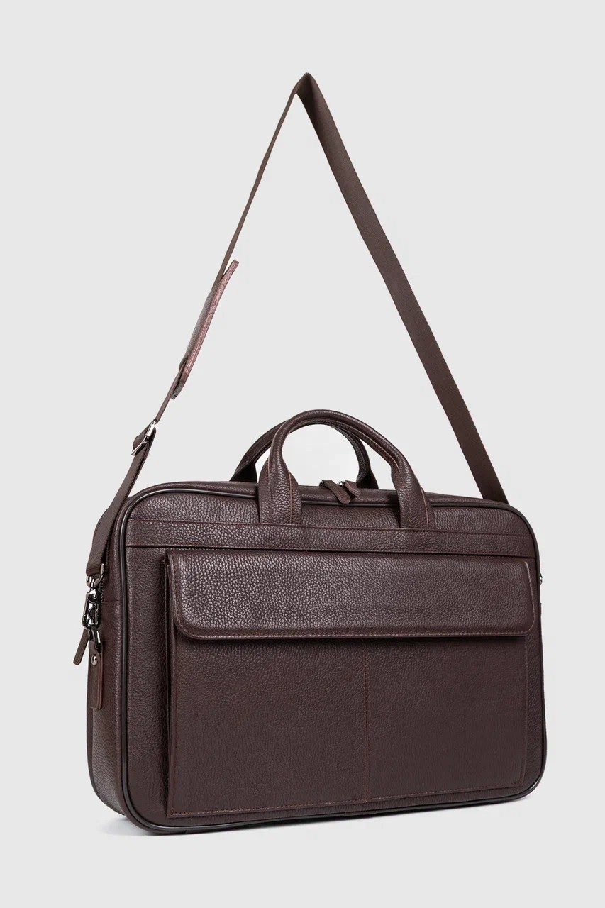Hakiki Deri Unisex Evrak Çantası Laptop Bölmeli 16" & 17" Inç - Kahverengi