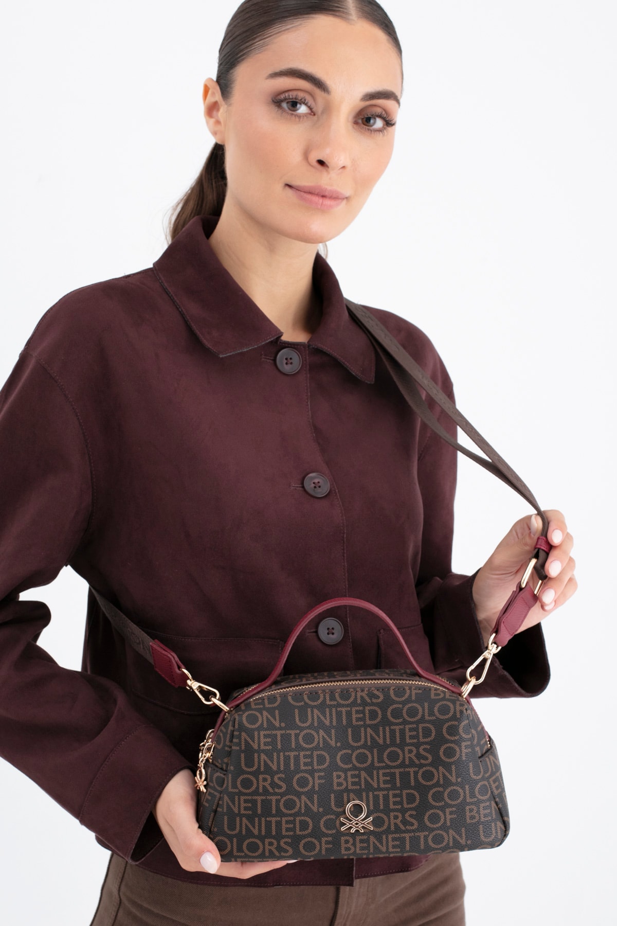 Benetton Kadın Çapraz Çantası BNT_1695 - Kahve-Bordo