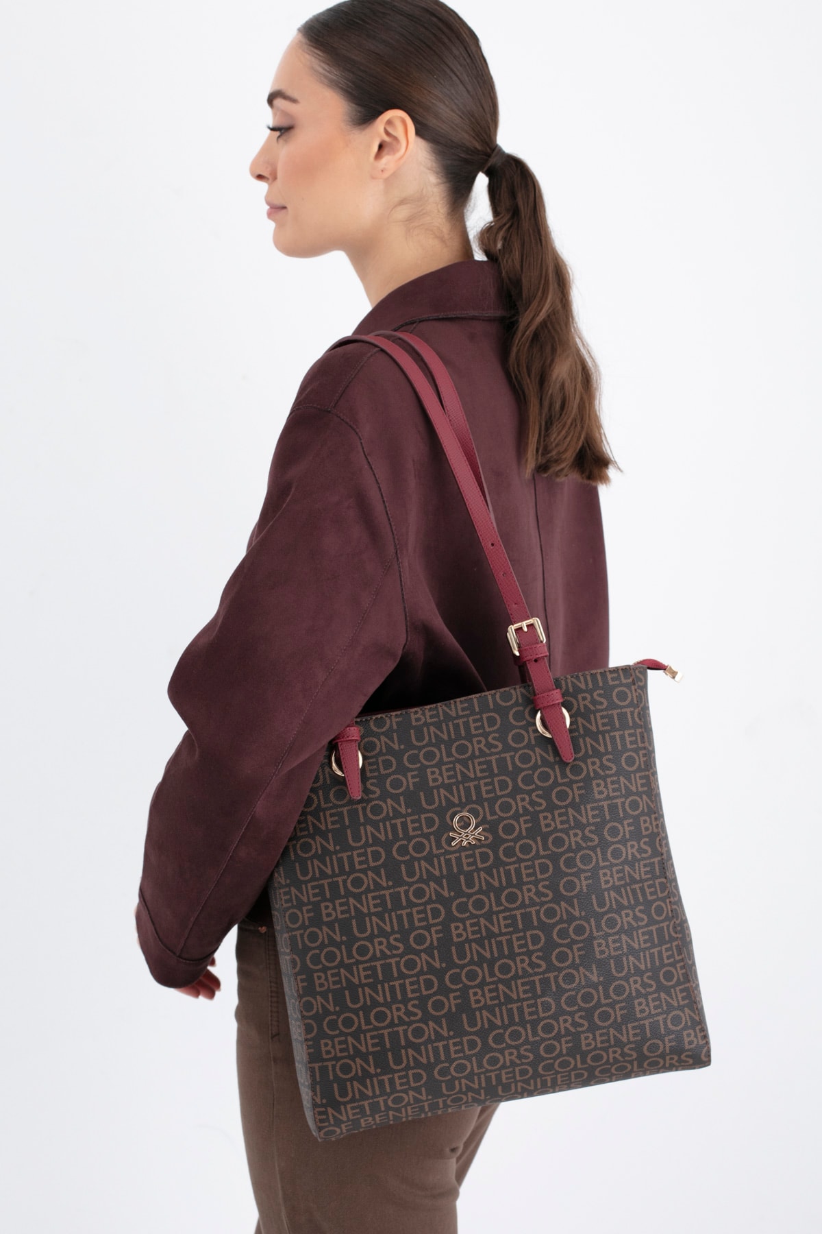 Benetton Kadın Omuz Çantası BNT_1700 - Kahve-Bordo