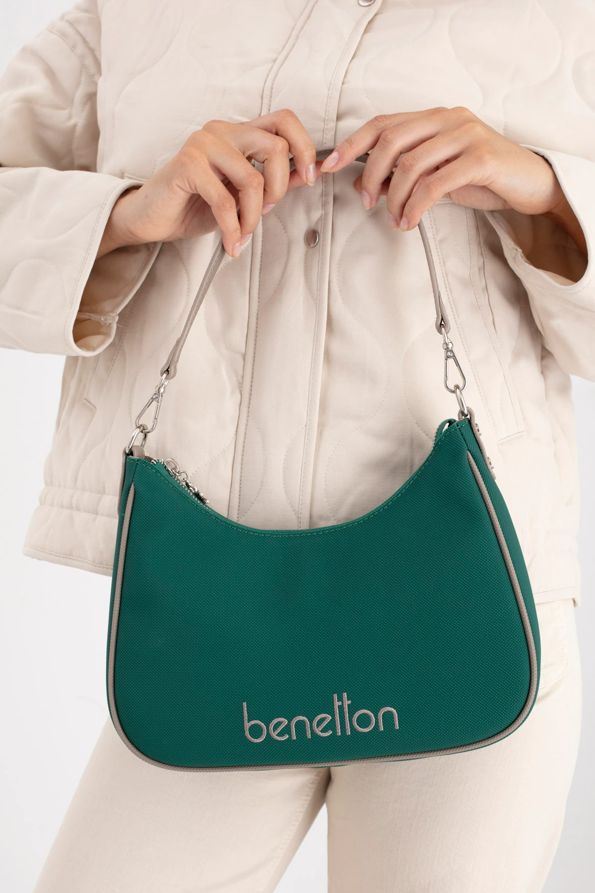 Benetton Kadın Omuz Çantası BNT_1690 - Zümrüt-K.Taş