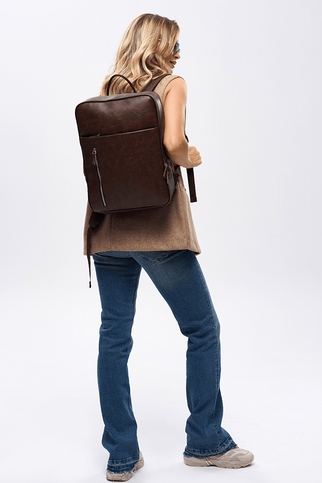 Organizer Premium Deri Sırt Laptop Çantası Unisex