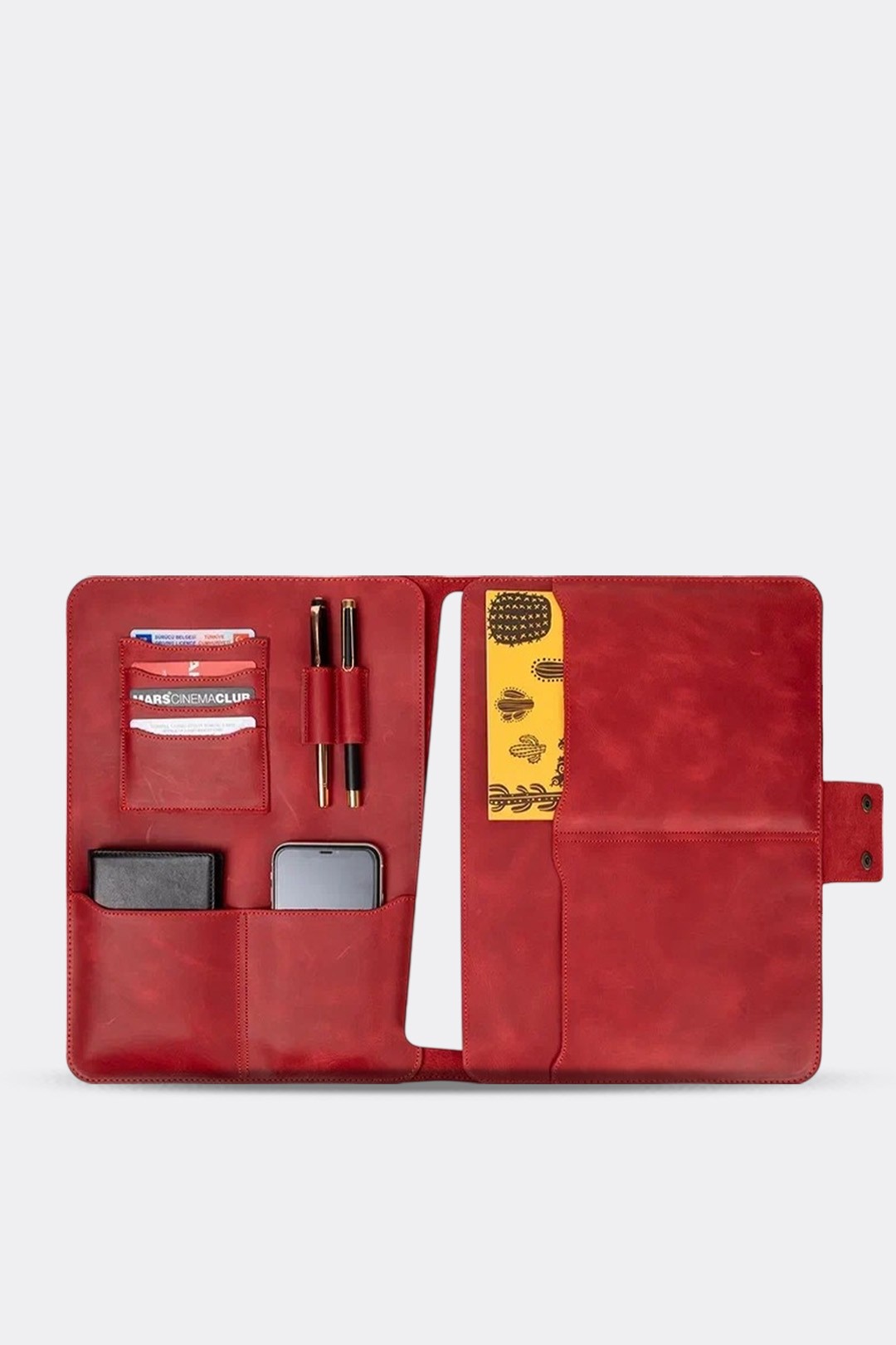 Hakiki Deri Macbook Air Pro 13-14 İnç Organizer Evrak & Laptop & Tablet Çantası - Kırmızı
