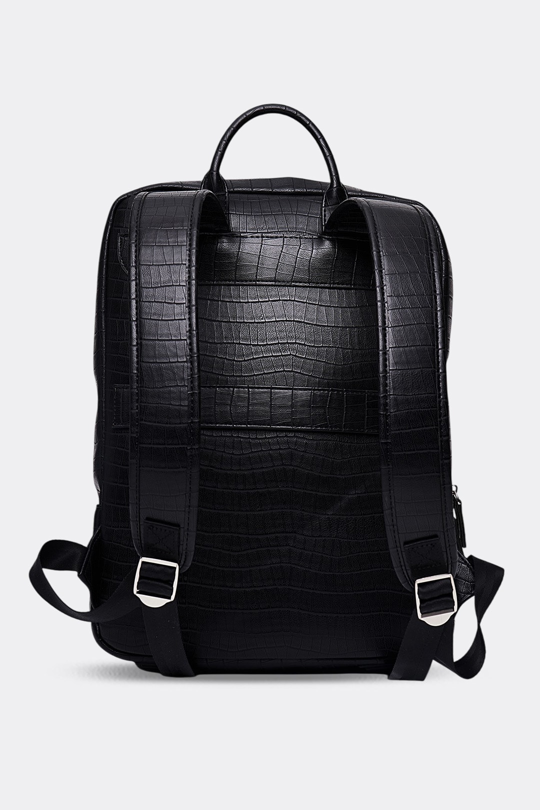 Organizer Premium Deri Sırt Laptop Çantası Unisex - Siyah Kroko