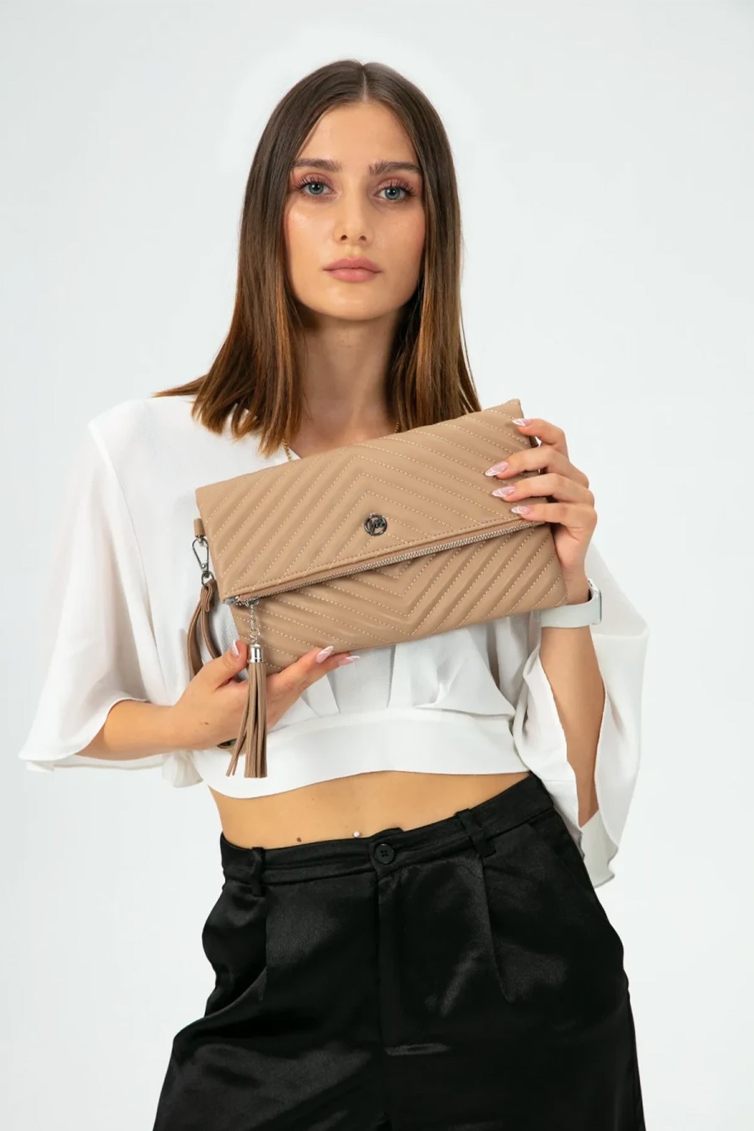 Kadın Clutch Portföy Çantası Uzun Askılı