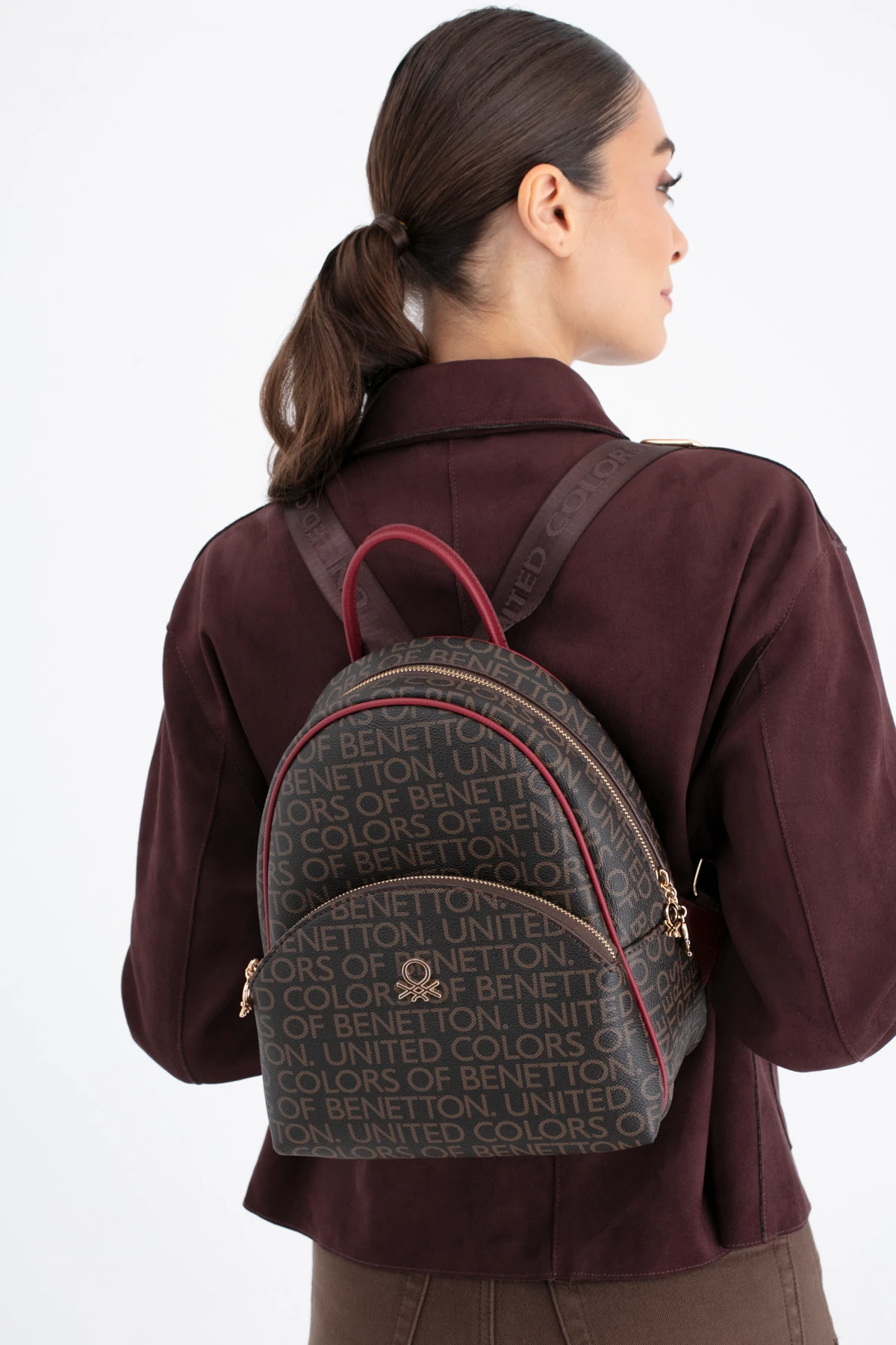 Benetton Kadın Sırt Çantası BNT_1698 - Kahve-Bordo