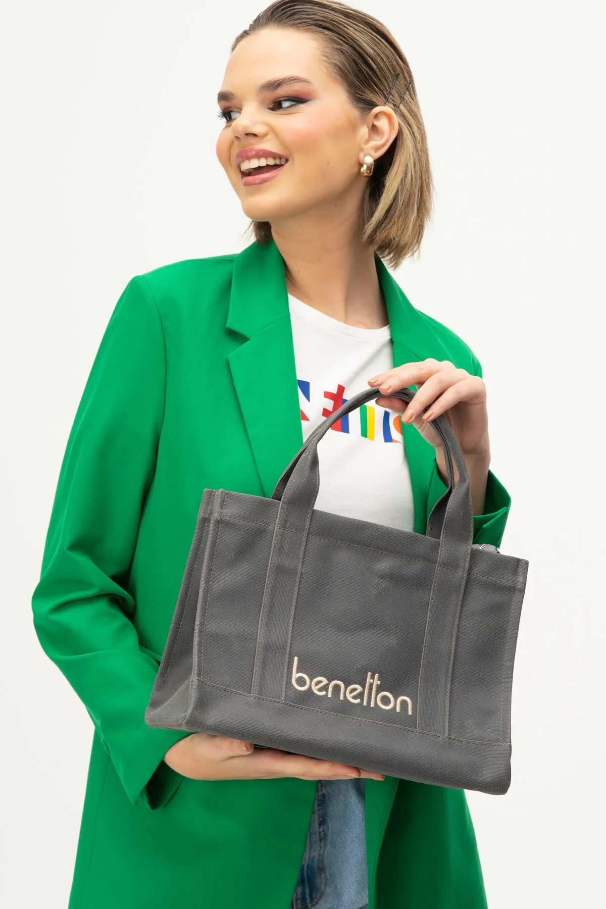 Benetton Kadın El Çantası - Gri