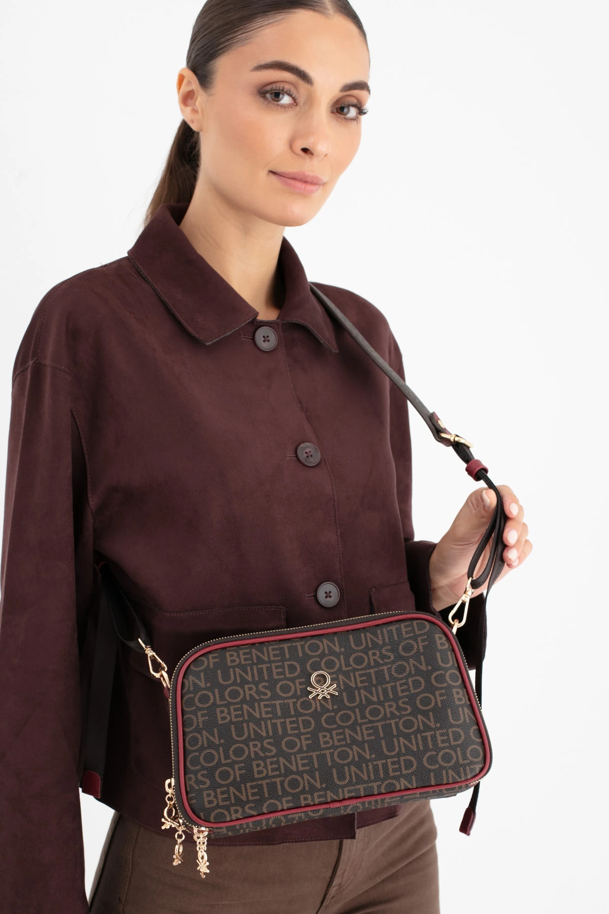 Benetton Kadın Çapraz Çanta BNT_1638 - Kahve-Bordo