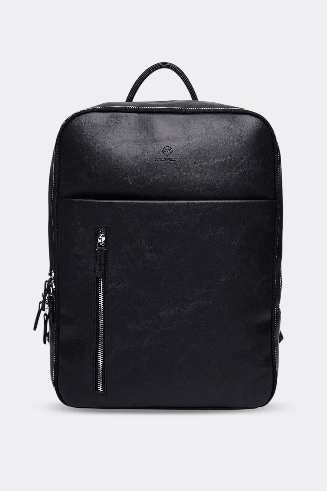 Organizer Premium Deri Sırt Laptop Çantası Unisex - Crazy Siyah