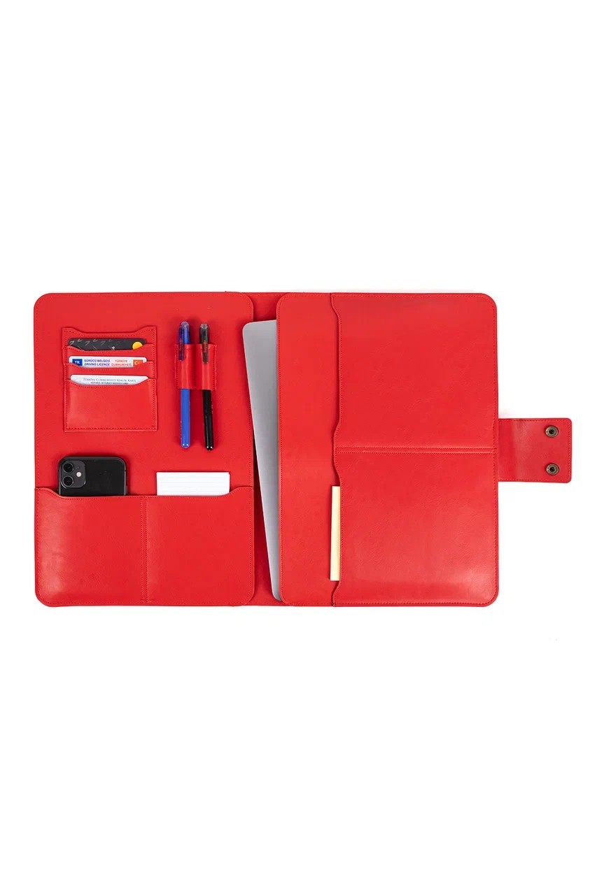 Macbook Air Pro 13-14 İnç Organizer Evrak & Laptop & Tablet Çantası - Kırmızı