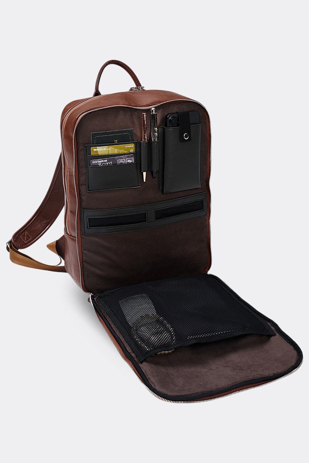 Organizer Premium Deri Sırt Laptop Çantası Unisex