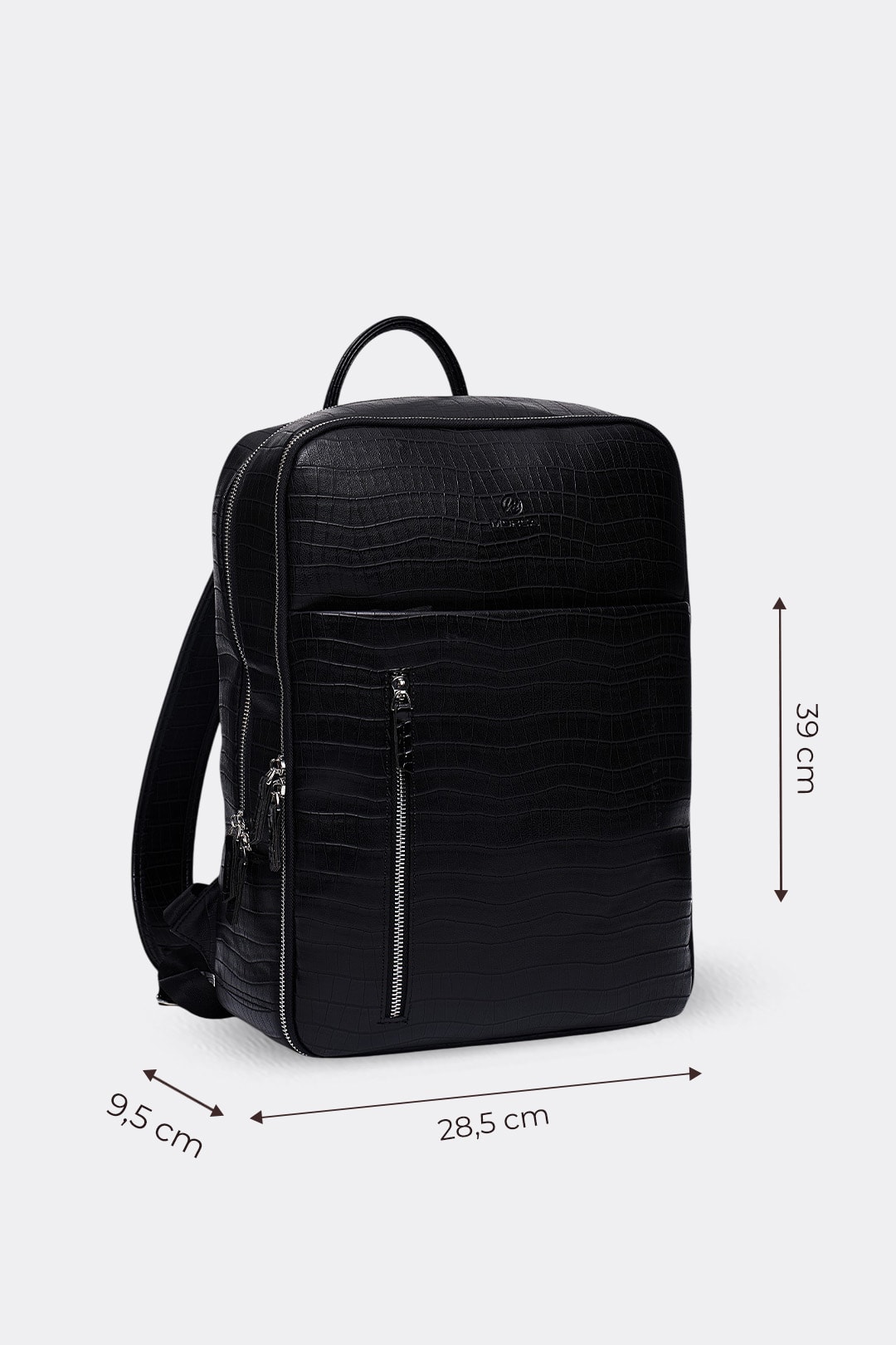 Organizer Premium Deri Sırt Laptop Çantası Unisex - Siyah Kroko