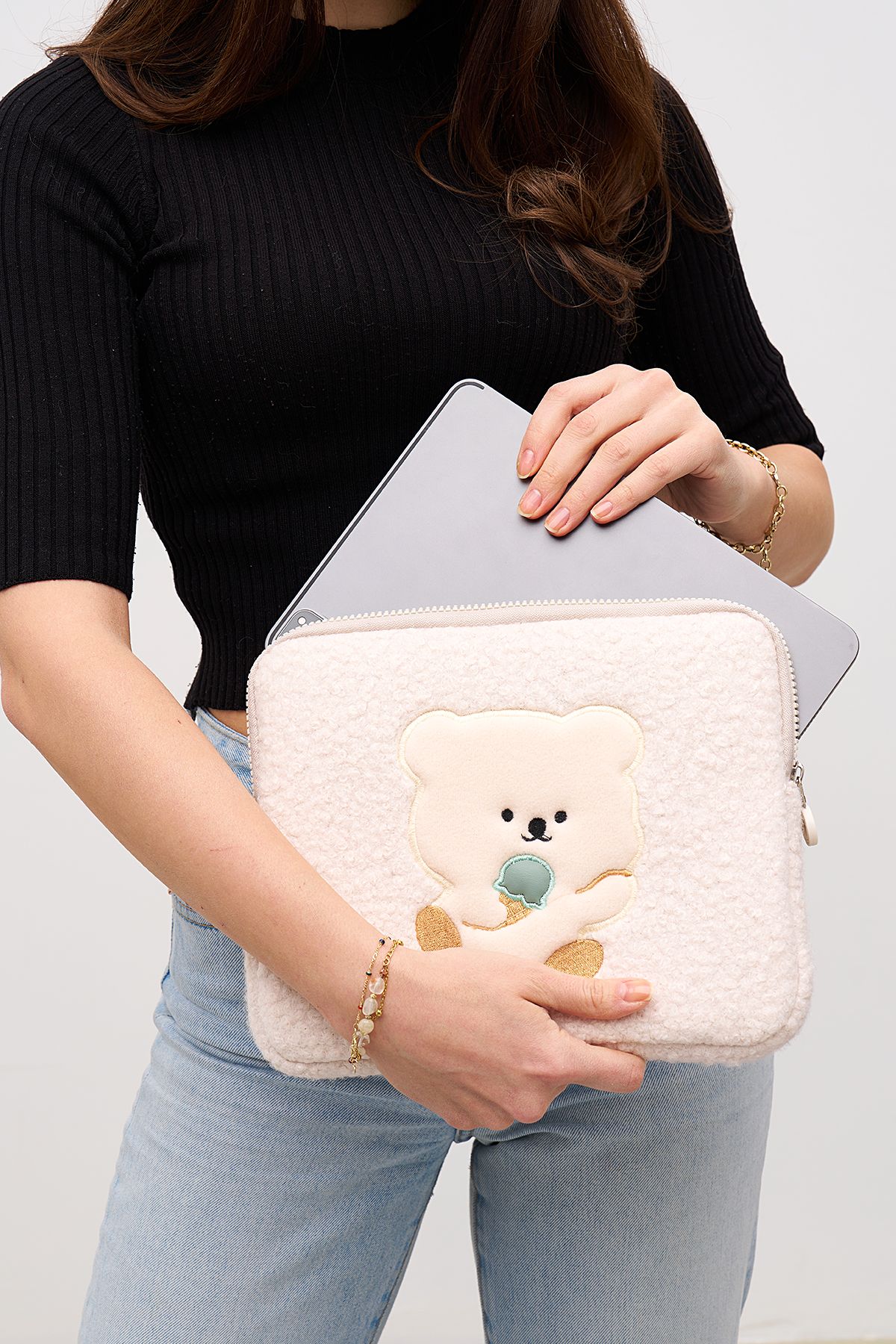 Teddy Bear Tablet Kılıfı 10” & 11” İnç Uyumlu  - Bej