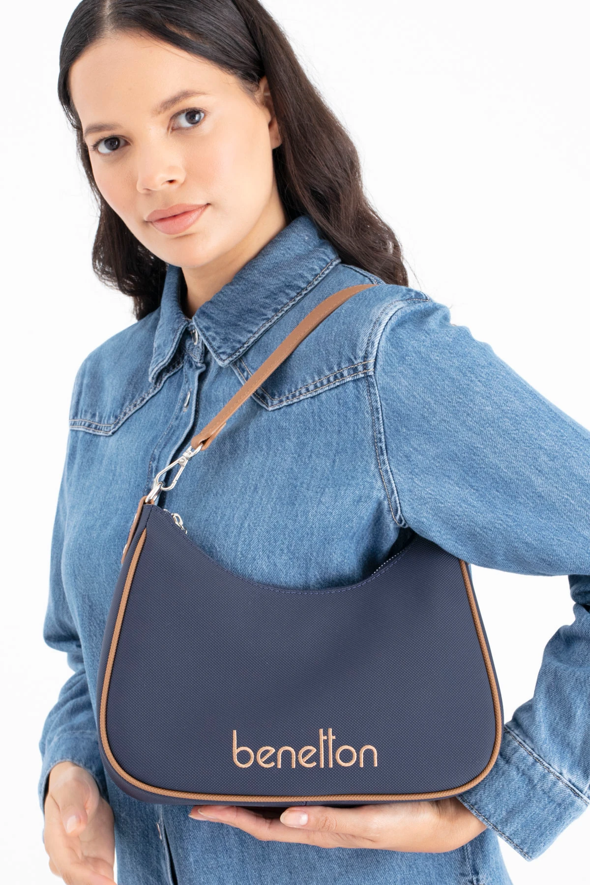 Benetton Kadın Omuz Çantası BNT_1690 - Lacivert-Camel