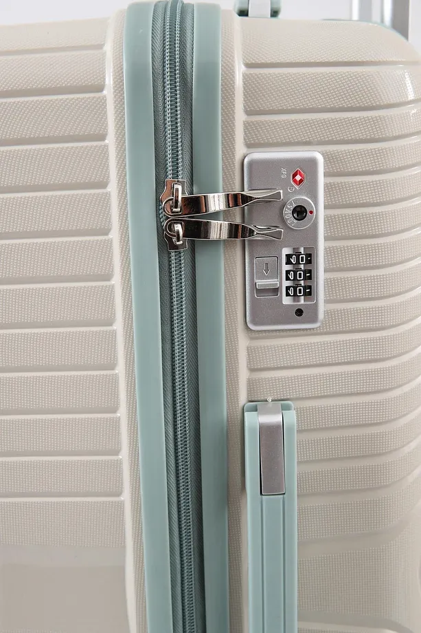 ÇÇS 5239 Polipropilen 3'lü Valiz Seti - Beyaz-Mavi