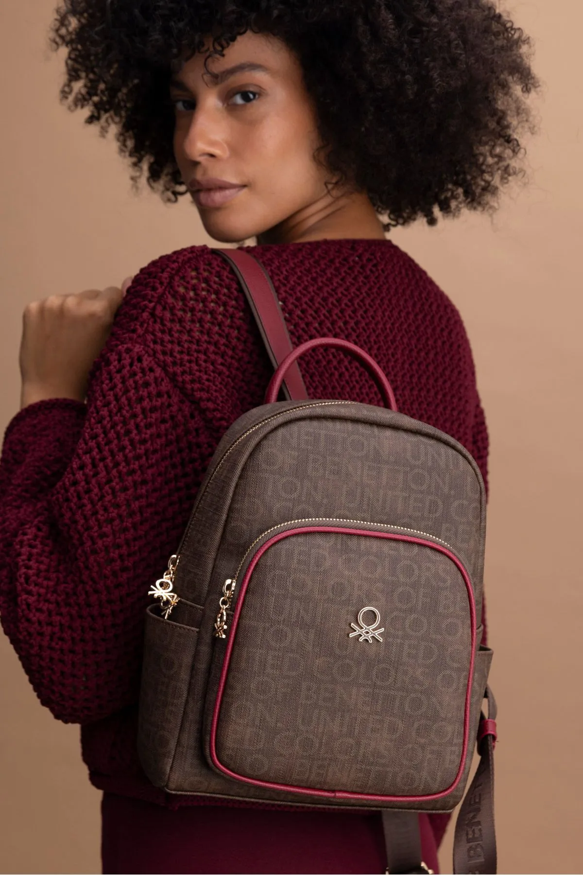 Benetton Kadın Sırt Çantası BNT_1645 - Kahve-Bordo
