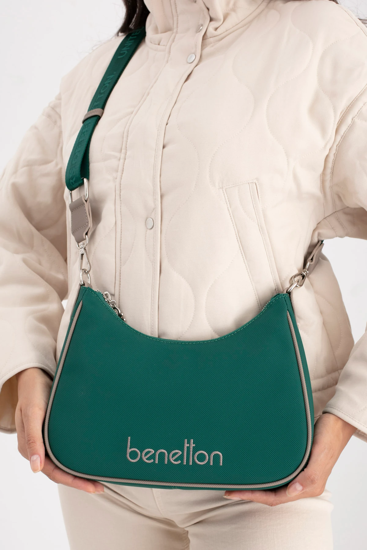 Benetton Kadın Omuz Çantası BNT_1690 - Zümrüt-K.Taş