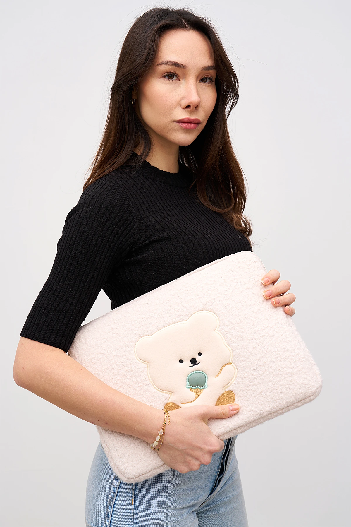 Teddy Bear Laptop Kılıfı 13" & 14" İnç Uyumlu - Bej