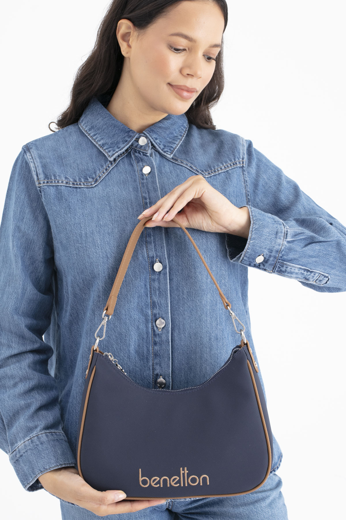 Benetton Kadın Omuz Çantası BNT_1690 - Lacivert-Camel