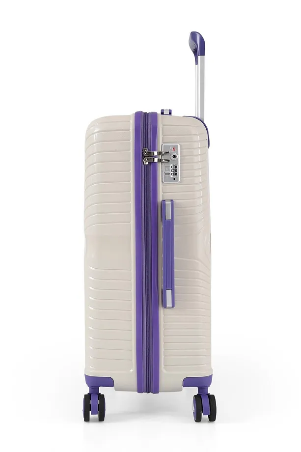ÇÇS 5239 Polipropilen 3'lü Valiz Seti - Beyaz-Mor