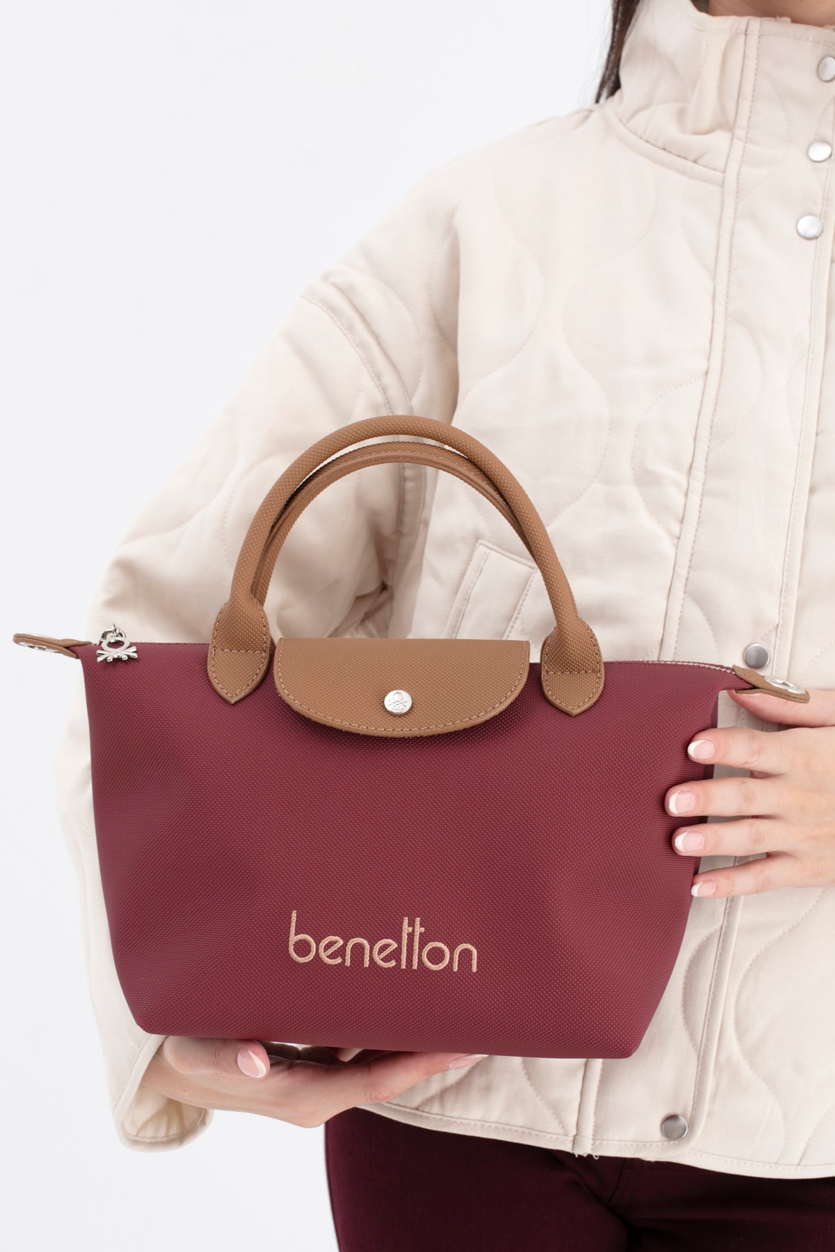 Benetton Kadın El Çantası BNT_1702 - Bordo-Camel