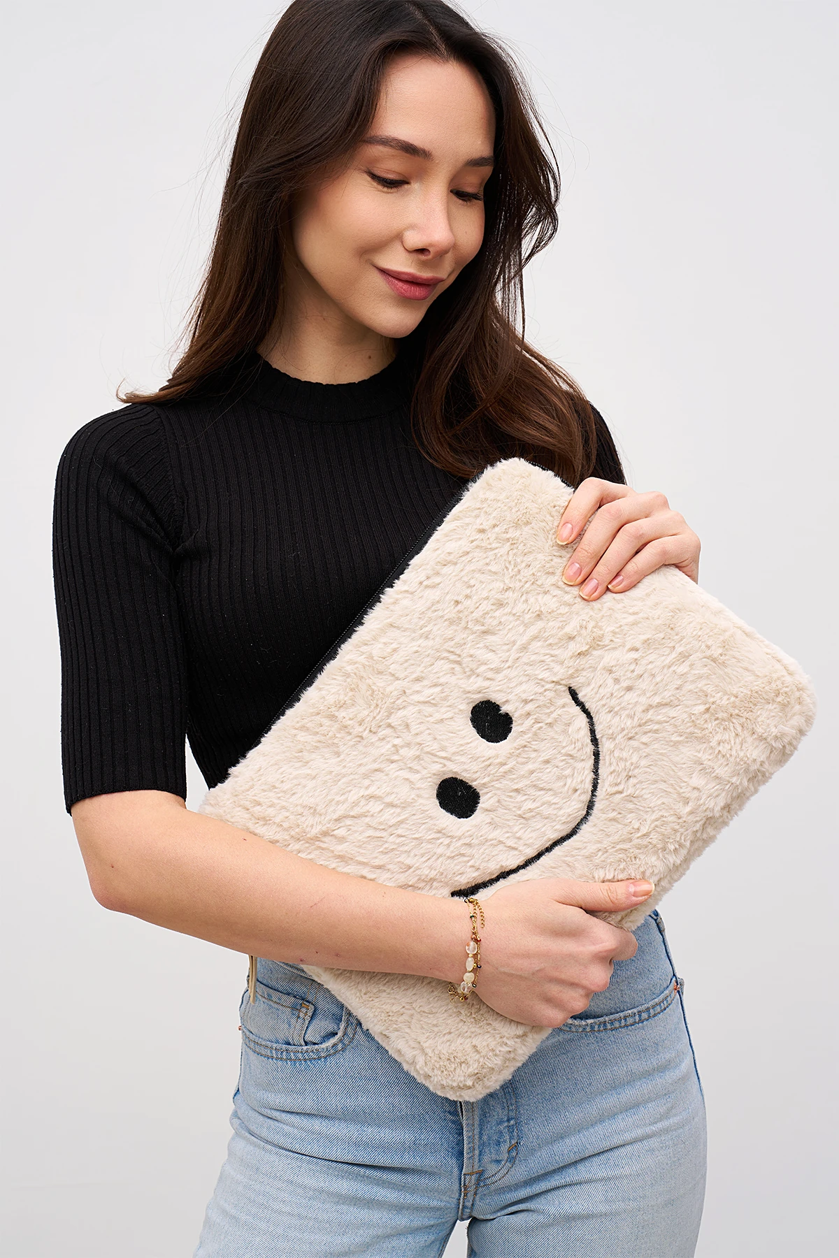 Smile Laptop Kılıfı 13" & 14" İnç Uyumlu - Bej