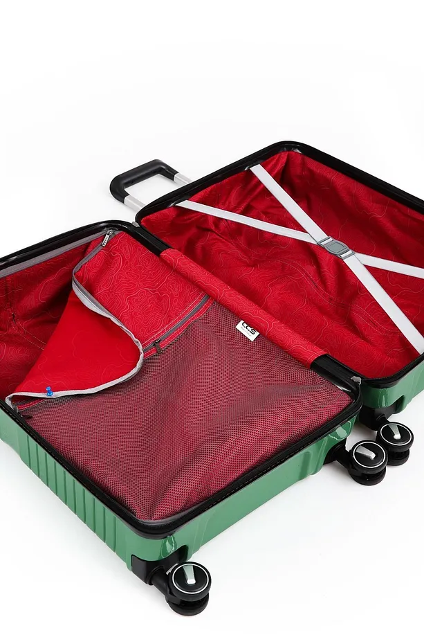 ÇÇS 5239 Polipropilen 3'lü Valiz Seti - Metalik Yeşil