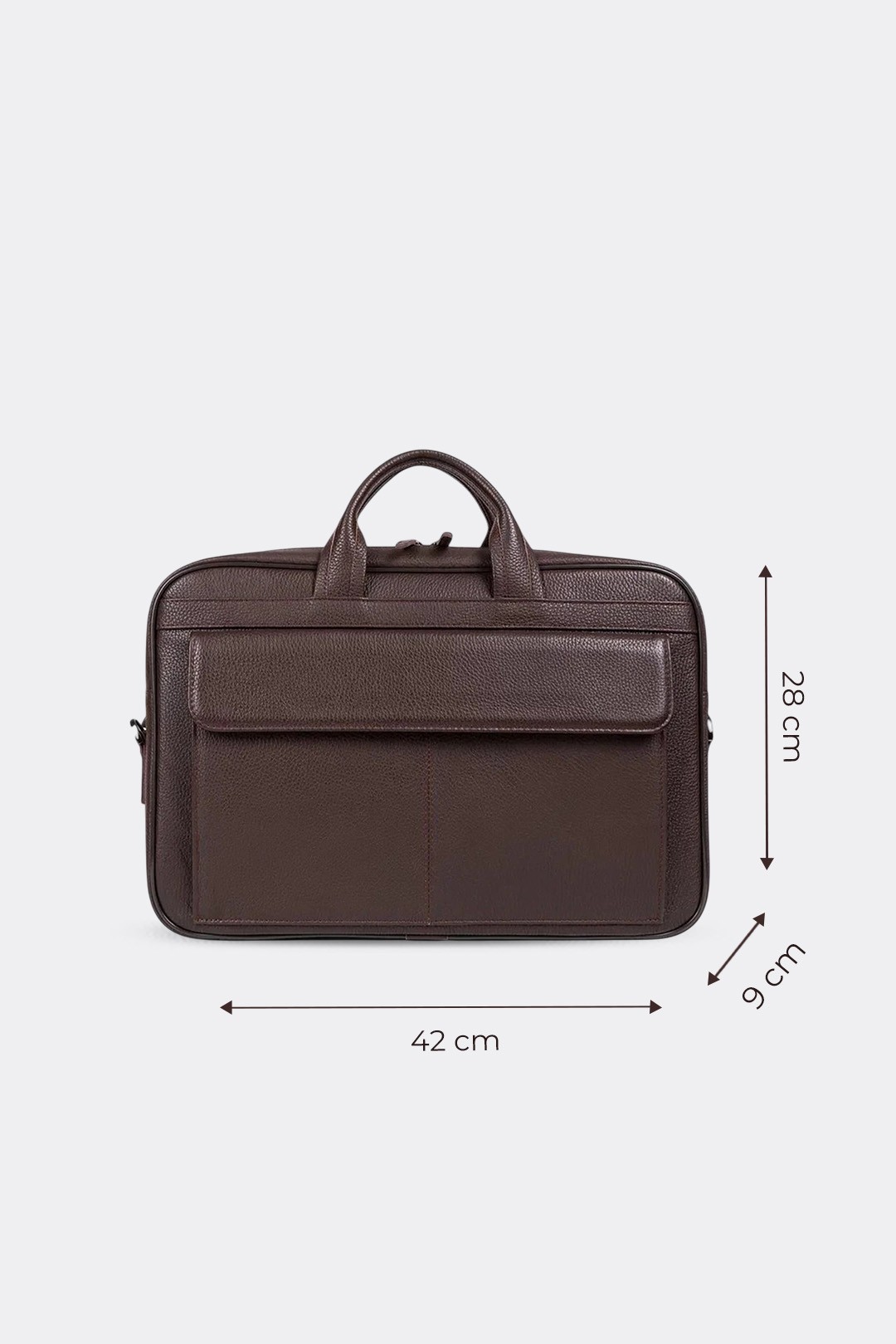 Hakiki Deri Unisex Evrak Çantası Laptop Bölmeli 16" & 17" Inç - Kahverengi