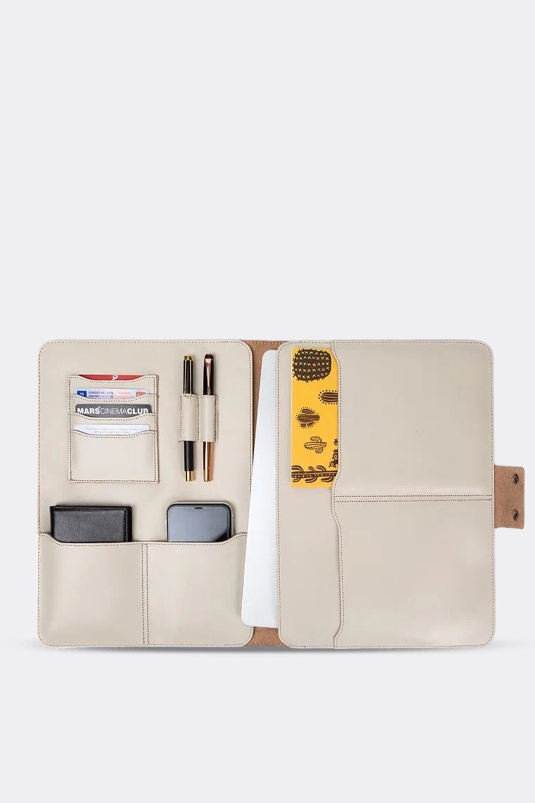 Hakiki Deri Macbook Air Pro 13-14 İnç Organizer Evrak & Laptop & Tablet Çantası - Bej