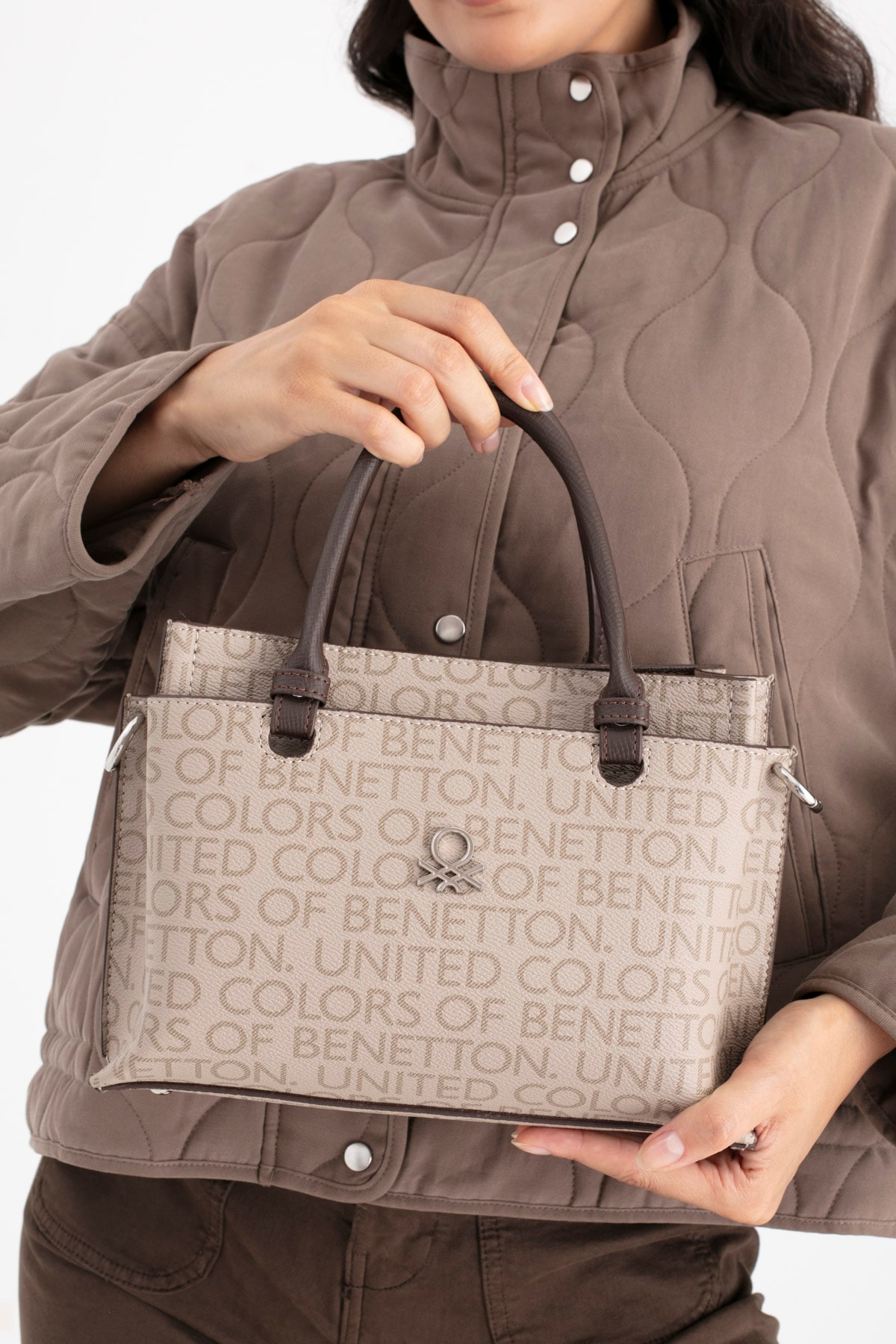 Benetton Kadın El Çantası BNT_1693 - Taş-Kahve