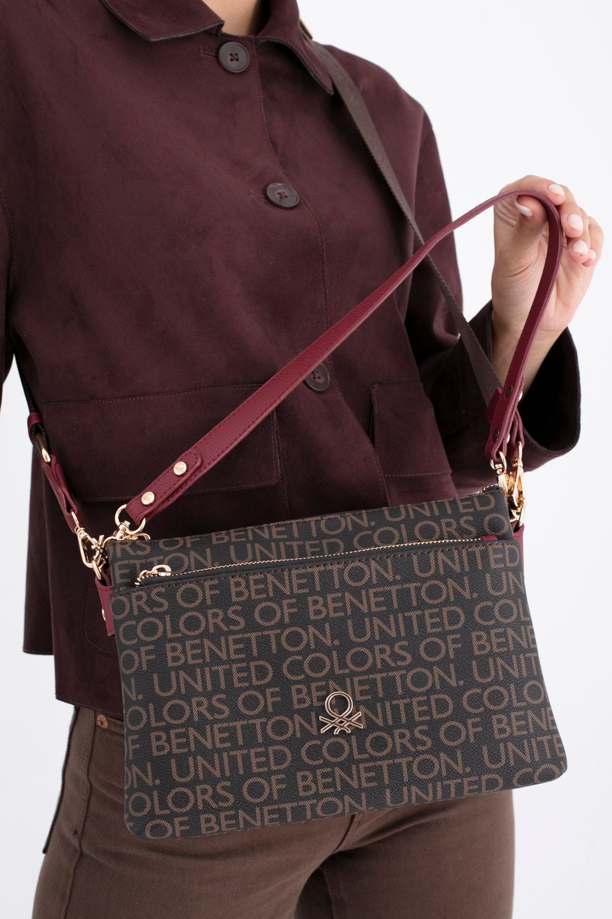 Benetton Kadın Kol Çantası BNT_1694 - Kahve-Bordo
