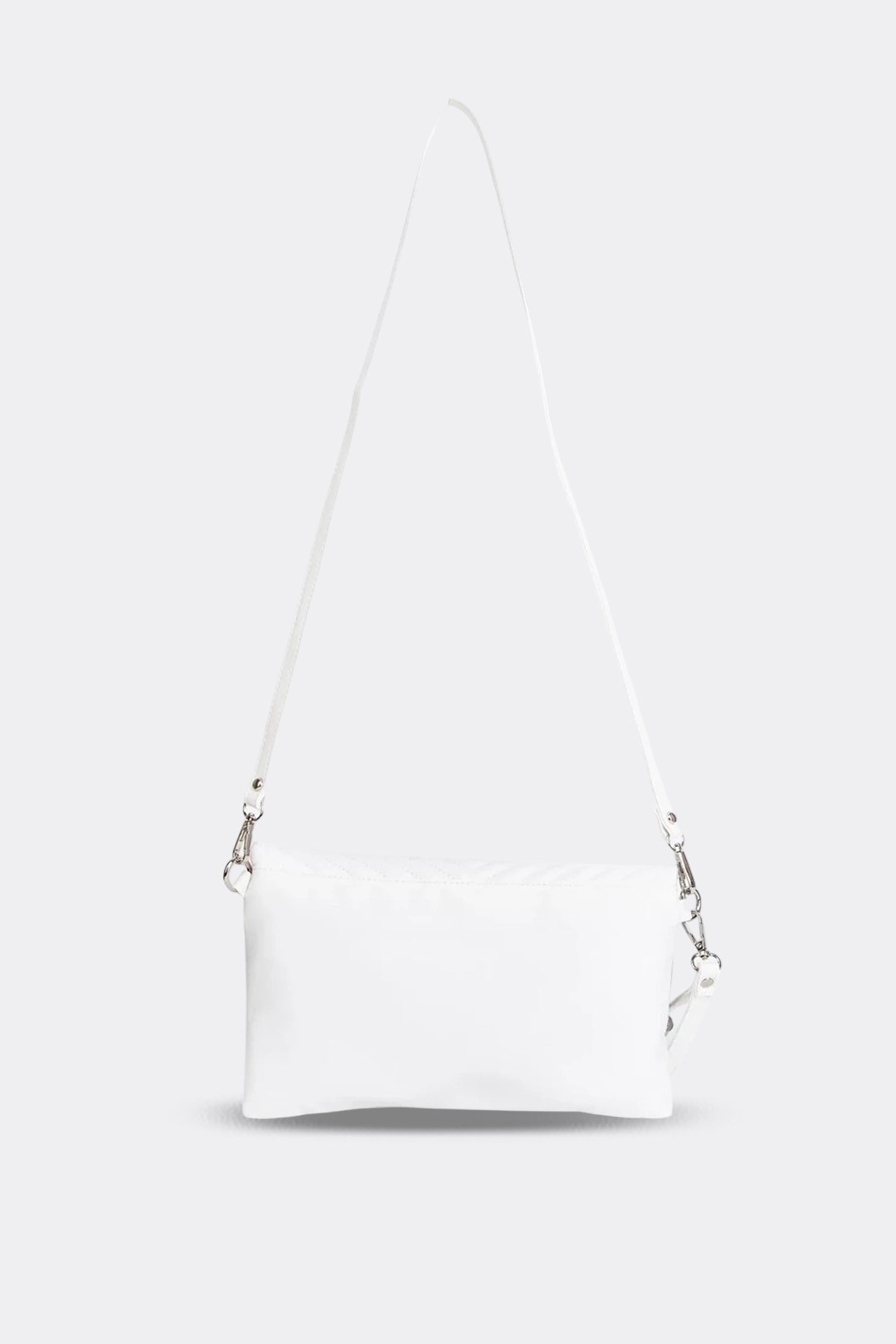 Kadın Clutch Portföy Çantası Uzun Askılı - Beyaz