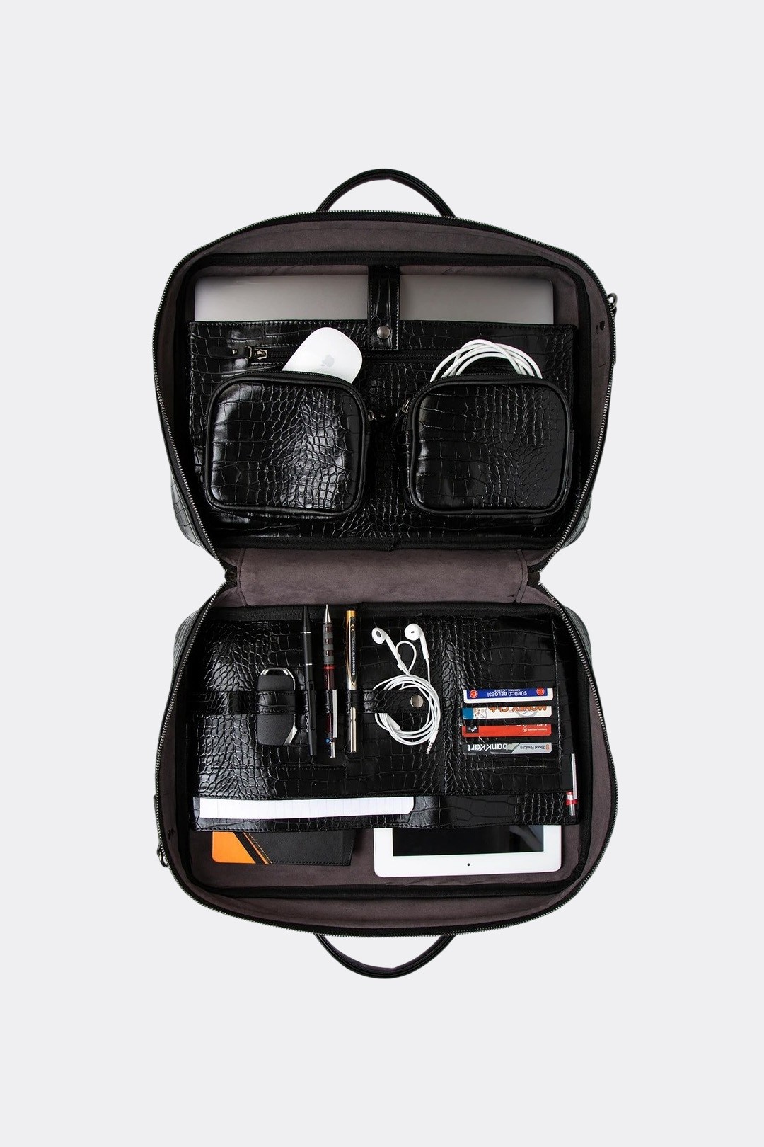 Macbook Organizer Laptop Evrak Çantası 15.6" & 16" İnç Siyah Kroko