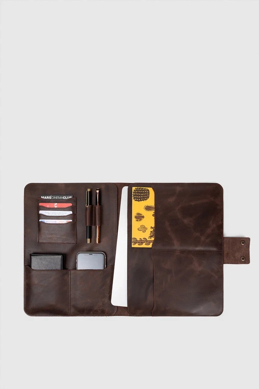 Hakiki Deri Macbook Air Pro 13-14 İnç Organizer Evrak & Laptop & Tablet Çantası - Fındık