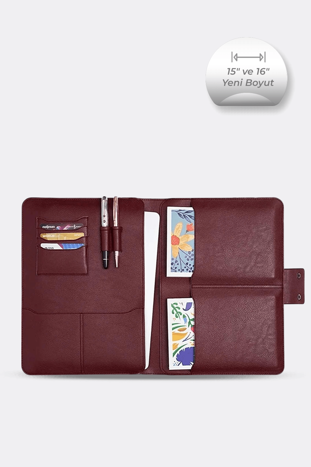 Macbook Air Pro 15-16 İnç Organizer Evrak & Laptop & Tablet Çantası - Bordo
