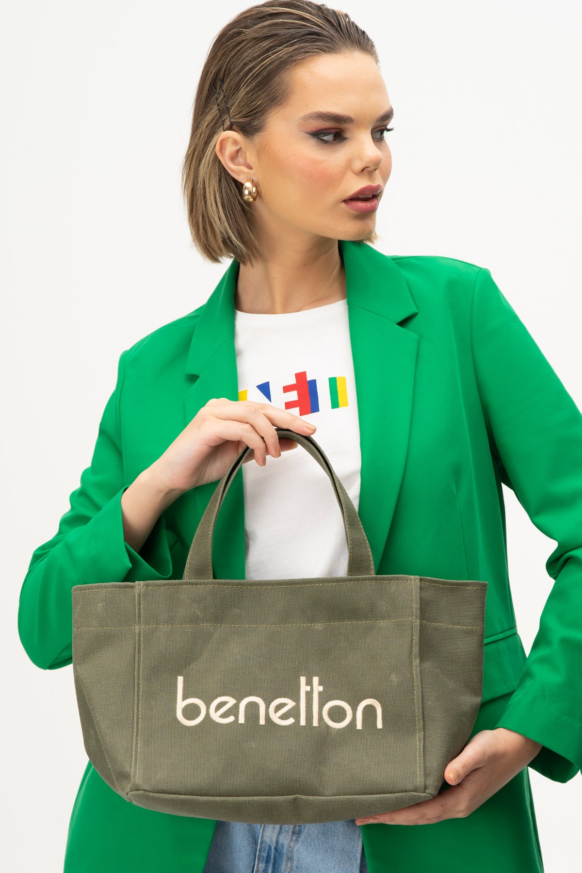 Benetton Kadın El Çantası Haki