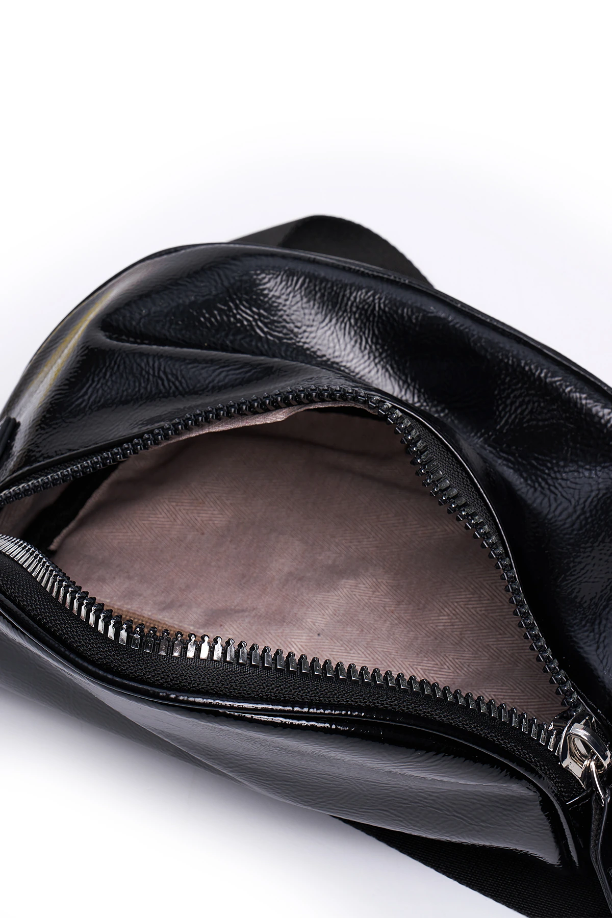 Çapraz Askılı Kadın Vücut Çantası & Body Bag - Siyah Rugan