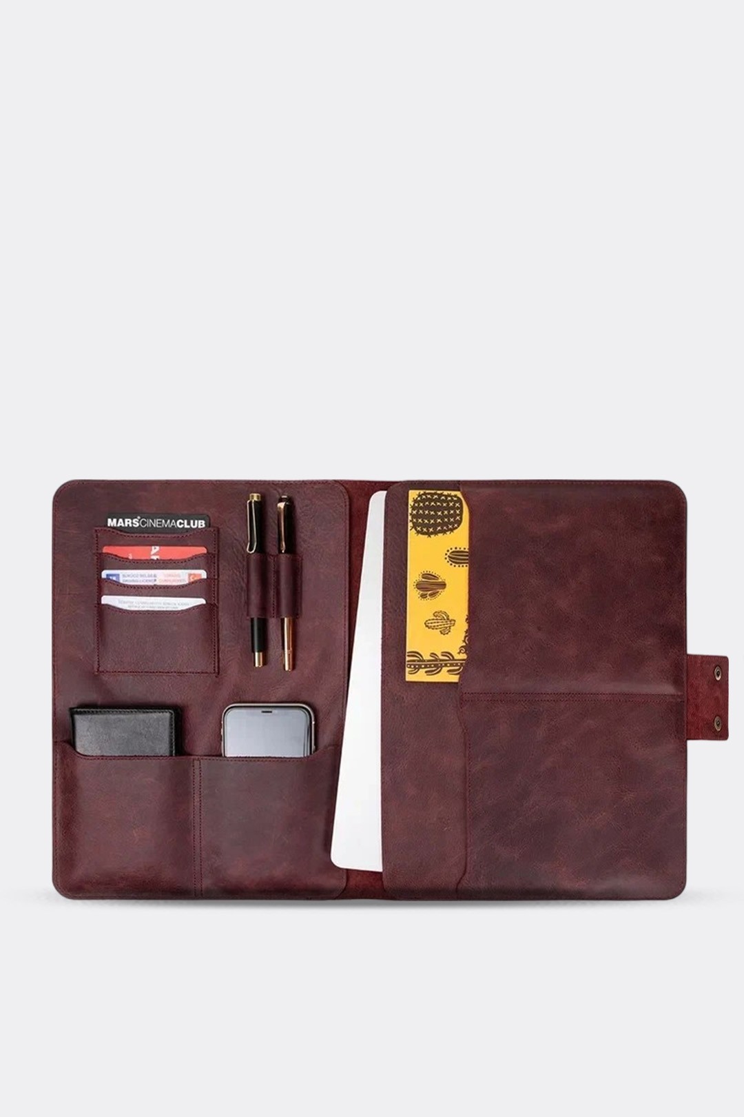 Hakiki Deri Macbook Air Pro 13-14 İnç Organizer Evrak & Laptop & Tablet Çantası - Bordo