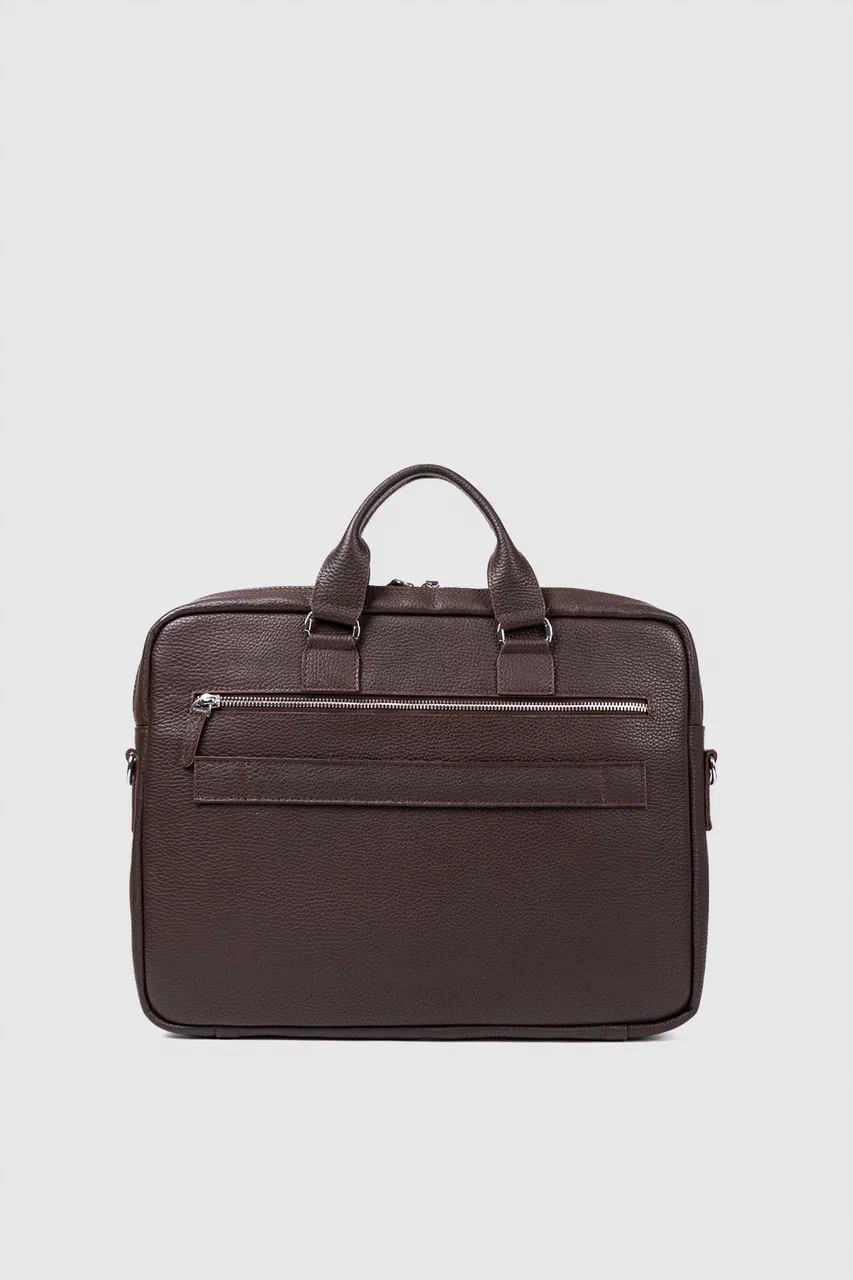 Hakiki Deri Unisex Evrak Çantası Laptop Bölmeli 15.6" Inç - Kahverengi