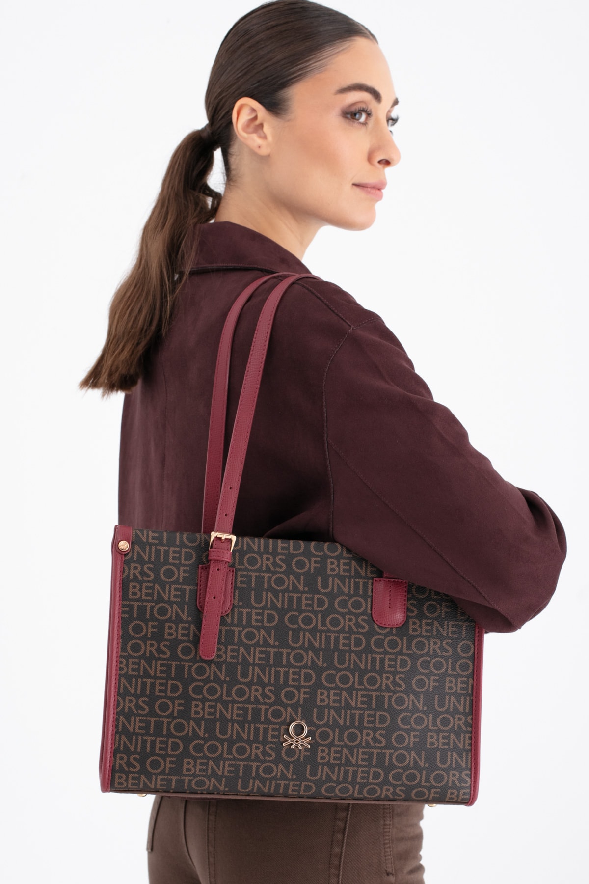 Benetton Kadın Omuz Çantası BNT_1686 - Kahve-Bordo
