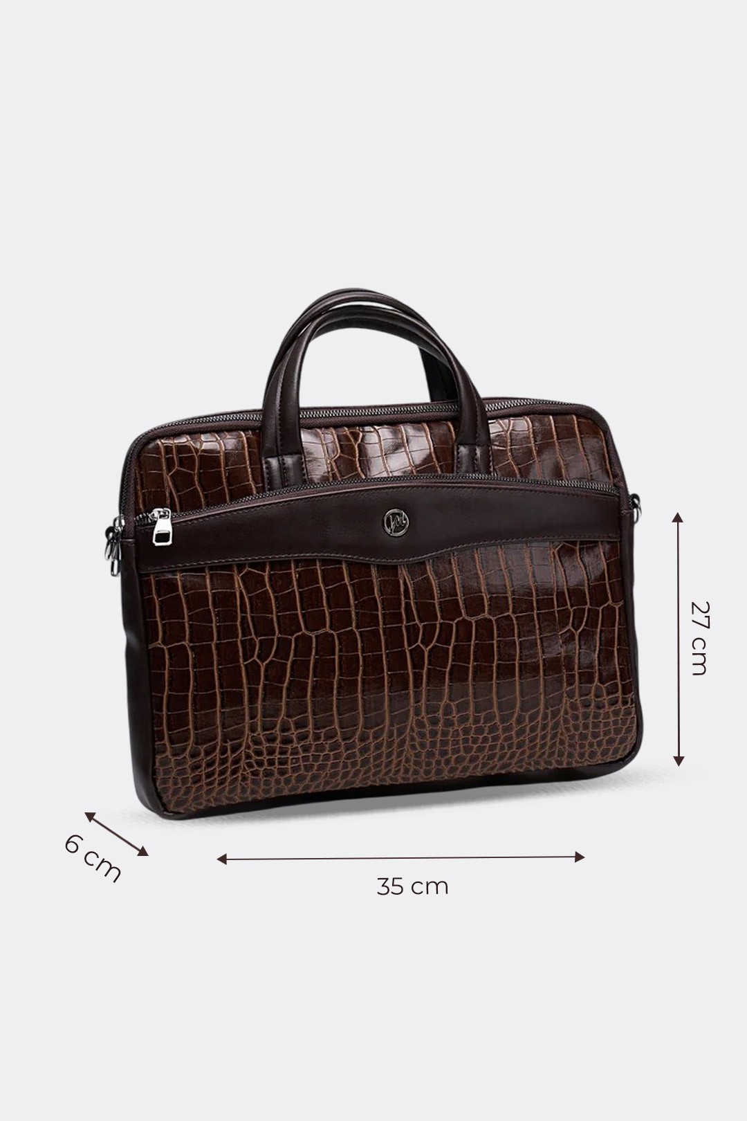 Unisex 13" & 14" Laptop Evrak Çantası Kahve Kroko