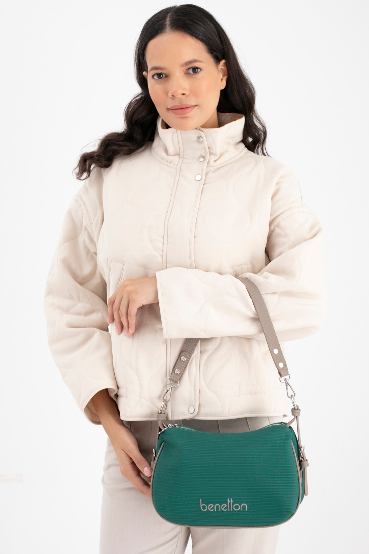 Benetton Kadın Omuz Çantası BNT_1699 - Zümrüt-K.Taş