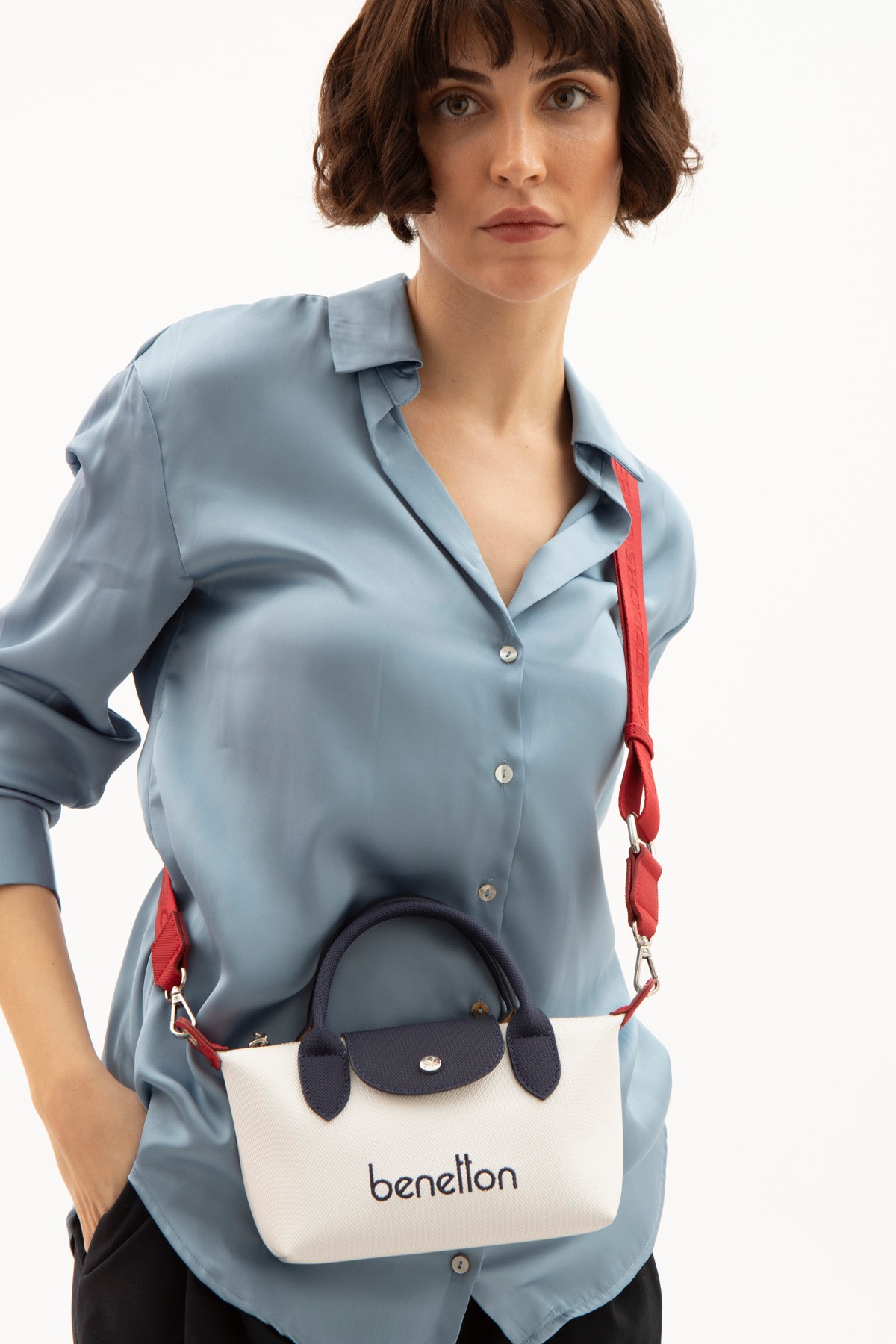 Benetton Kadın Çapraz Çanta BNT_1607 - Beyaz-Laci-Kırmızı