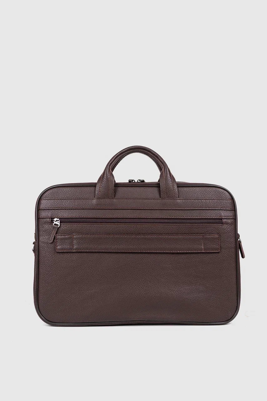 Hakiki Deri Unisex Evrak Çantası Laptop Bölmeli 16" & 17" Inç - Kahverengi
