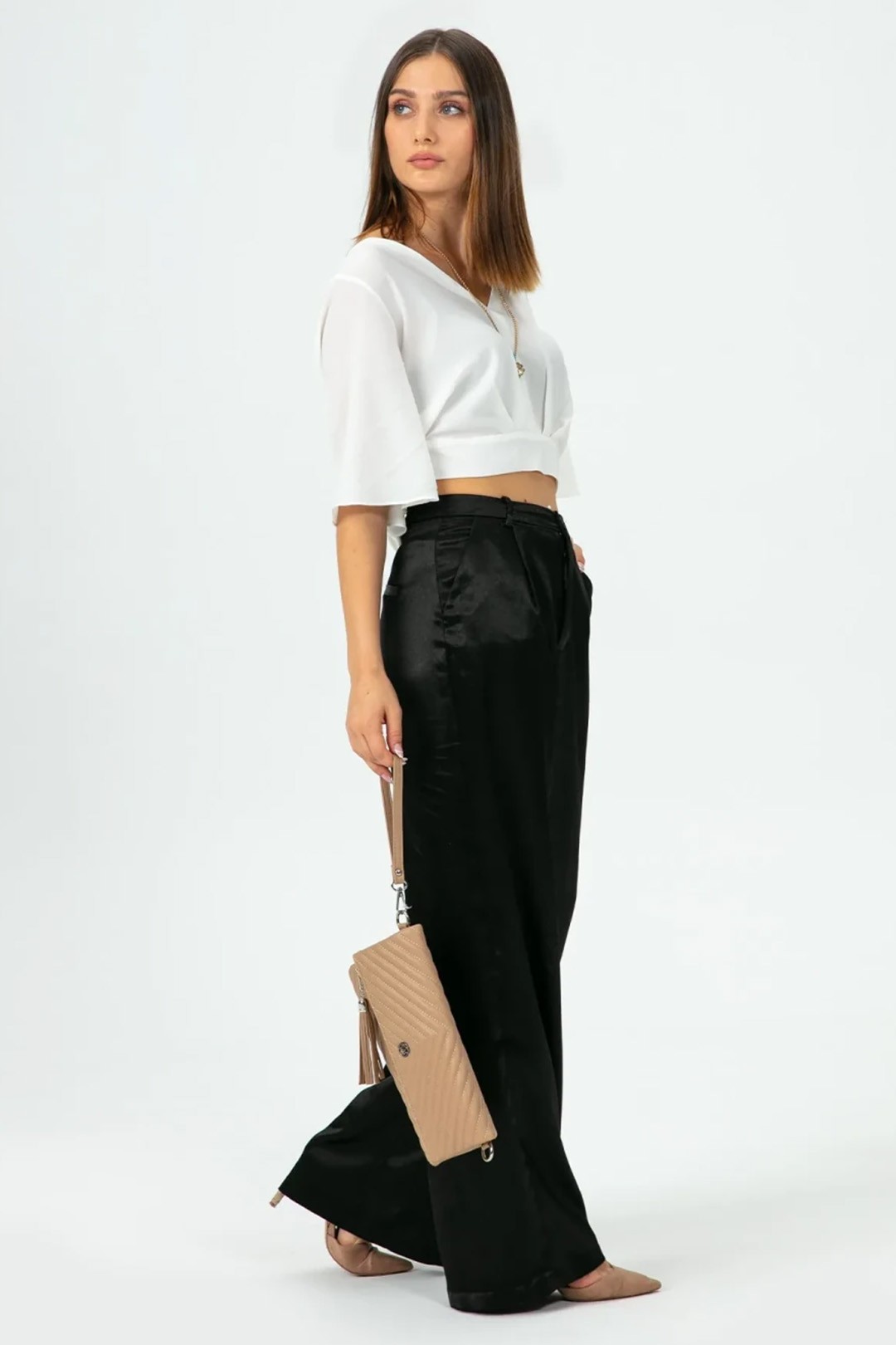 Kadın Clutch Portföy Çantası Uzun Askılı