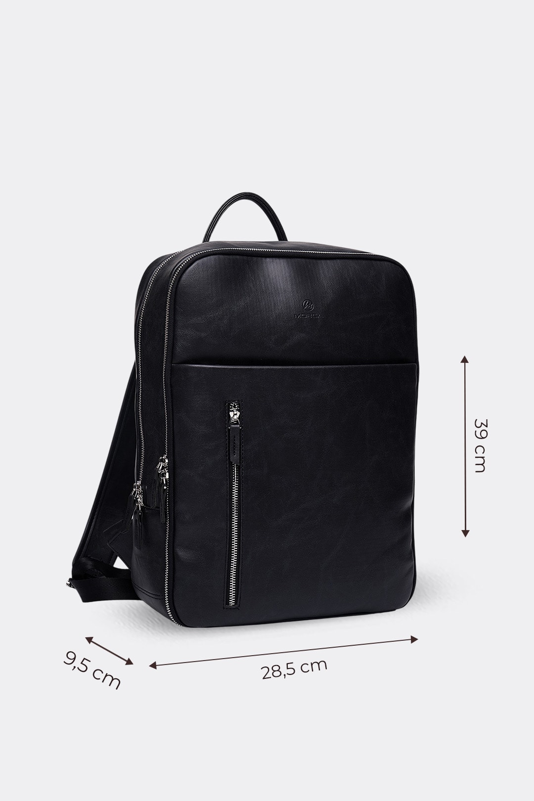 Organizer Premium Deri Sırt Laptop Çantası Unisex - Crazy Siyah