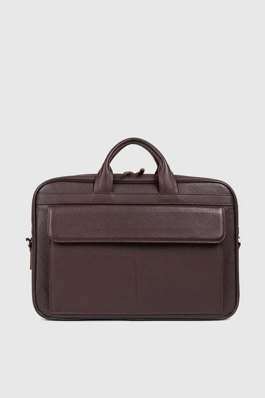 Hakiki Deri Unisex Evrak Çantası Laptop Bölmeli 16" & 17" Inç - Kahverengi